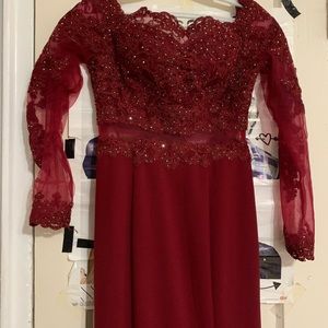 Red Sequence Prom Dress